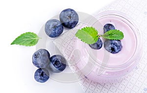 Fresh yogurt with blueberries