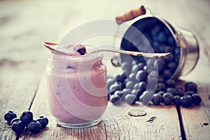 Fresh yogurt and blueberries