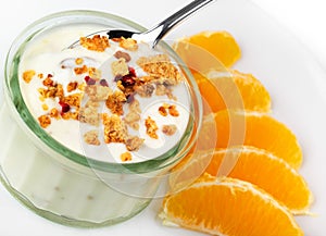 Fresh yogurt pot with orange