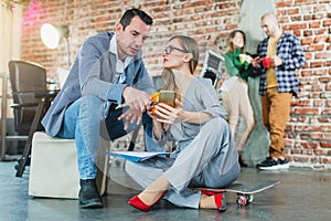 Fresh and young businesspeople in loft office