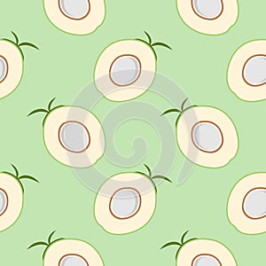 fresh young coconut seamless pattern isolated on color background. tropical vector illustration