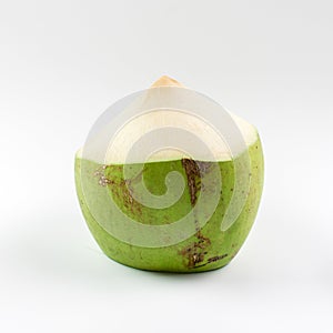 Fresh young coconut on white background