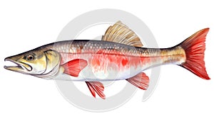 Fresh Zander or Pike Perch Fish Isolated on White Background AI Generated