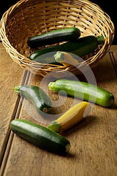 Fresh zucchini - Green and yellow courgette