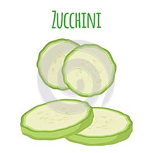 Fresh zucchini squash, vegetarian vegetable. Cartoon flat style.