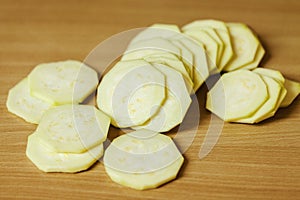 Fresh zucchini on table