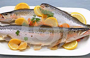 The freshest steak or fillet of fresh Atlantic salmon with herbs