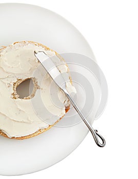 Freshly Baked Bagel with Cream Cheese for Breakfast