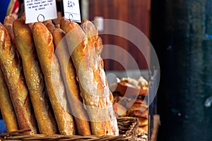 Freshly Baked Baguette on Display