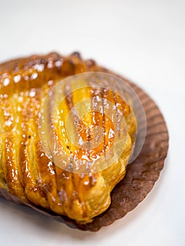 Freshly baked bakery in baking paper, Vertical view