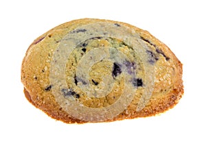 Freshly baked blueberry muffin top on a white background