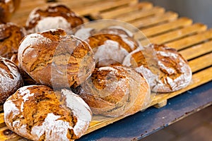 freshly baked bread at a bakery