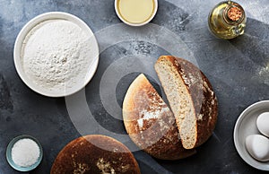 Freshly Baked Bread and Ingredients for bakery products