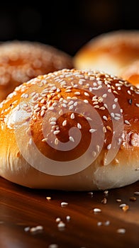 Freshly baked bread with sesame seeds, showcasing doughy and softness