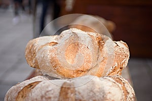 Freshly baked bread in a stall at a wine festival in Poland, Zielona Gora 04.09.2022