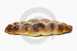 Baguette bread loaf isolated on white background.