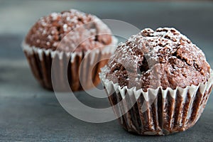 Freshly baked chocolate breakfast muffins