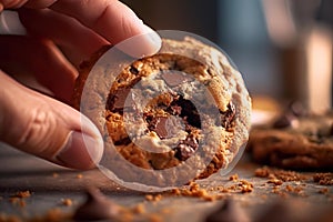 Freshly Baked Chocolate Chip Cookie Close-Up