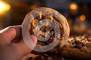 Freshly Baked Chocolate Chip Cookie Close-Up