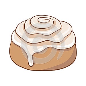 Freshly baked cinnamon roll with sweet frosting.