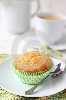 Freshly baked corn muffins on the plate