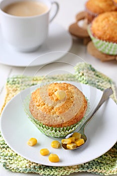Freshly baked corn muffins on the plate