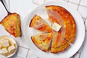 Freshly baked Cornbread topped with melted butter