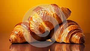 Freshly baked croissant, a sweet and buttery French breakfast delight generated by AI