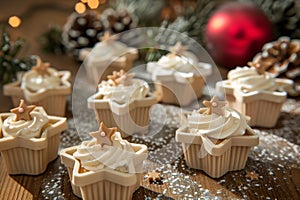 freshly baked cupcakes in starshaped silicone molds on a festive table photo