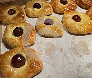 freshly baked danish pastry with apricot jam fruity jelly super delicious warm fresh buttery baked pastries with apricot and peach