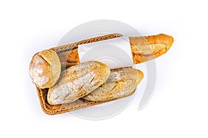 Freshly baked. Different kinds of fresh bread. Fresh fragrant bread on white background