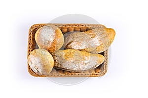 Freshly baked. Different kinds of fresh bread. Fresh fragrant bread on white background.