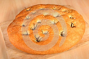 Freshly baked foccacia bread with rosemary