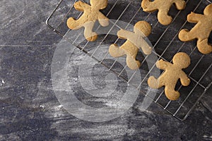 Freshly Baked Gingerbread Men on a Cooling Wrack