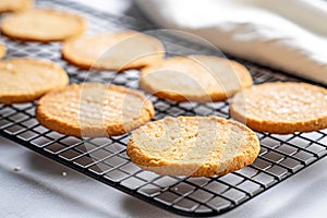 freshly baked gluten-free cookies cooling on a wire rack