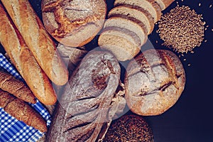 Freshly baked handmade breads photo