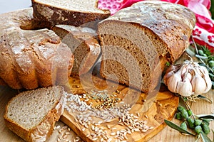 Freshly baked homemade sourdough spelt bread