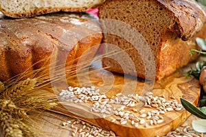 Freshly baked homemade sourdough spelt bread