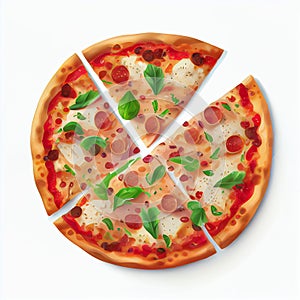 Freshly baked hot vegetarian vegan pizza - AI generated image