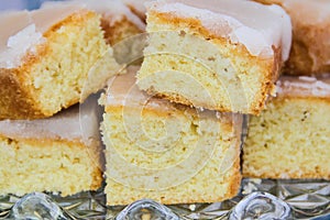 Freshly baked lemon cake photo