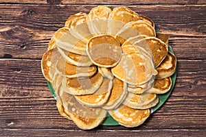 Freshly baked mini pancakes