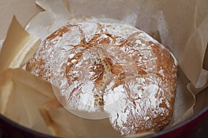 Freshly baked pot bread straight from the oven.