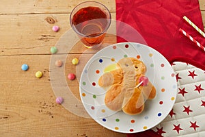 Freshly baked Stuten man on a festive table