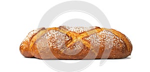 Freshly Baked Traditional Bread on Wooden Background