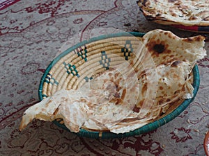 Freshly baked traditional Yemeni bread