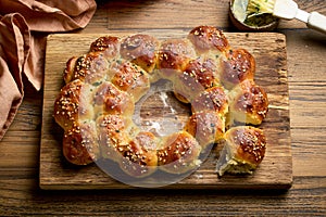 freshly baked yeast dough bread buns