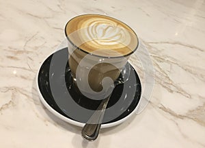 Freshly brewed CafÃÂ© latte for a morning wake up refreshment