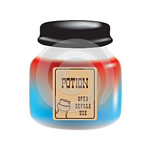 Freshly brewed potion in jar under lid