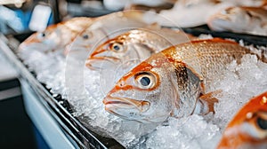 Freshly Caught Red Snapper Fish on Ice