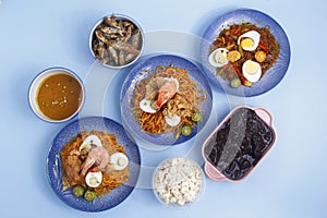 Freshly cooked assorted Filipino food